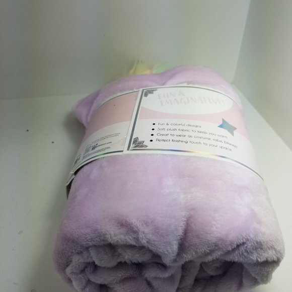 Lulu and Coco Unicorn Soft Plush Kids Hooded throw 40" x 50" Robe Hood Blanket - Picture 4 of 8